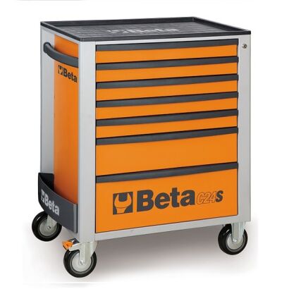 Werkzeugwagen mit 7 Schubladen und 215 Werkzeugen, orange BETA 2400S7/M7/O