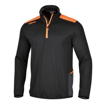 Sweatshirt aus dünnem Fleece, mit kurzem Reißverschluss, schwarz BETA 7563N/S