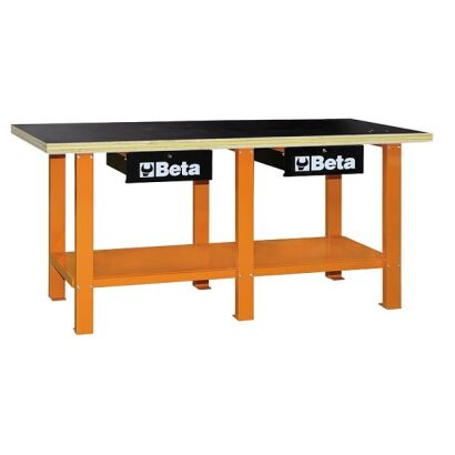 Werkbank mit Arbeitsfläche Holz BETA C56W/-O