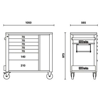 Werkzeugwagen mit 7 Schubladen und Schrank BETA C24SL-CABO - 5
