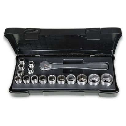 Set mit 15 Aufsätzen und Drehknöpfen mit Ratschenmechanismus aus Edelstahl BETA 920INOX/C16